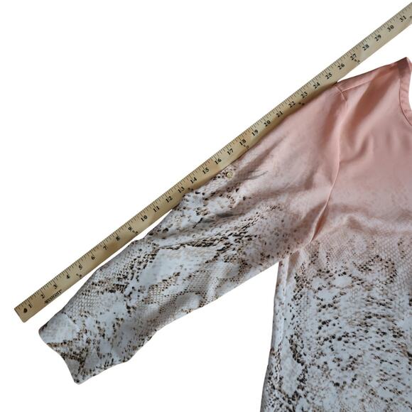 Calvin Klein Peach & Snakeskin Print Bias Blouse Lagenlook Soft Girl Sz XL - Picture 7 of 9